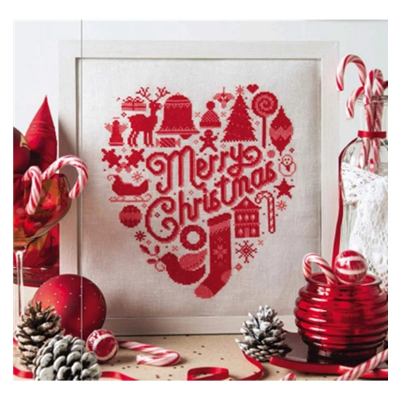 

Merry Christmas cross stitch package 18ct 14ct 11ct unprint canvas DMC cotton silk thread embroidery DIY handmade needlework