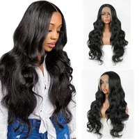 long wave synthetic lace front wigs for black women natural color heat resistant lace hairline wig for daily party cosplay