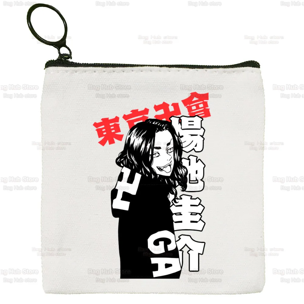 Tokyo Revengers Chifuyu Draken Anime Canvas Bag Pure White Bag Matsuno Manji Mikey Zipper Bag Coin Bag Coin Bag Clutch Bag