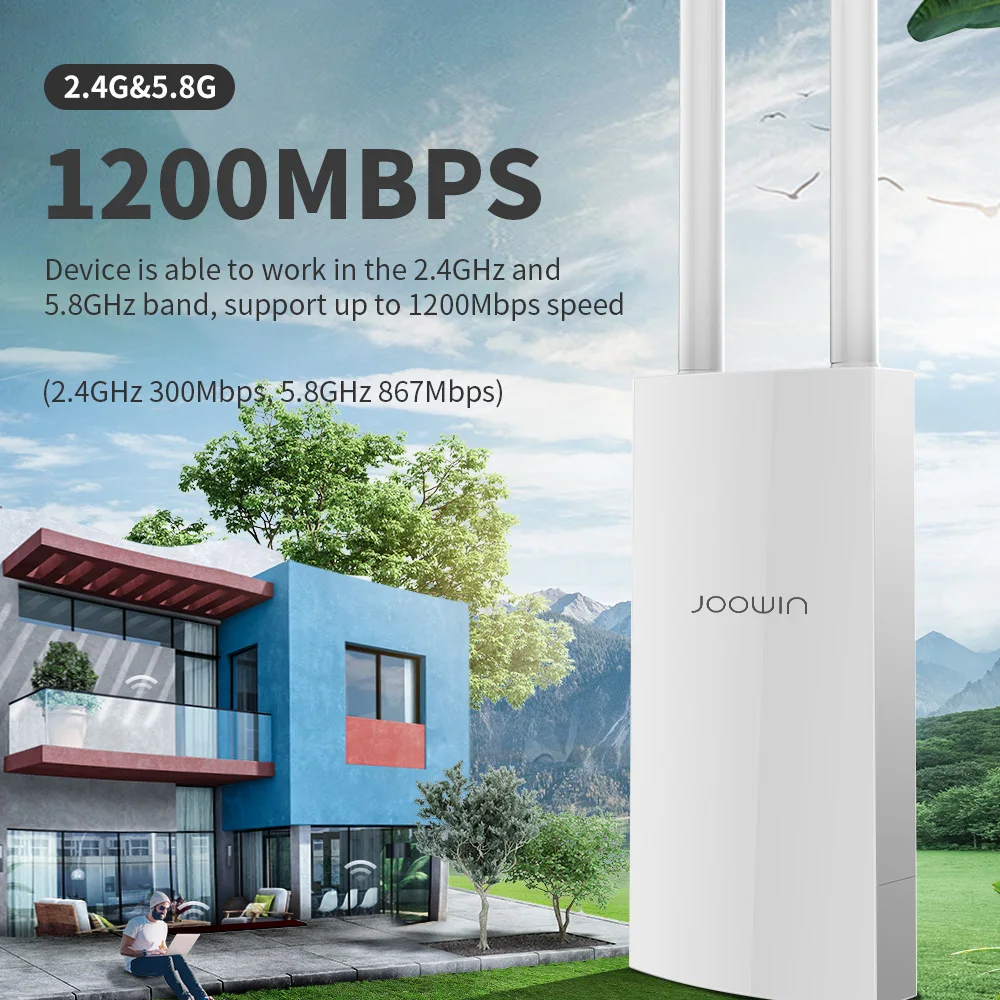 Joowin AC1200 2.4G&5GHz Outdoor AP/ Router Omnidirectional Coverage Access Point 1200Mbps Gigabit WiFi Base Station Antenna