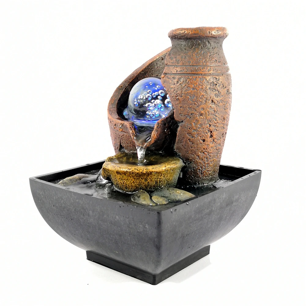 Настольный фонтан струящийся светодиодный водопад с подсветкой успокаивающие