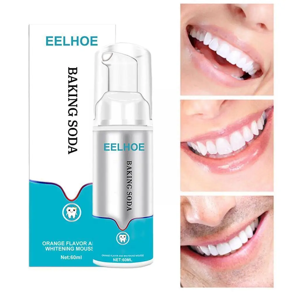 

60ml Baking Soda Teeth Whitening Mousse Brighting Deep Care Tools Cleaning Dental Toothpaste Stains Removes Breath Y9S4