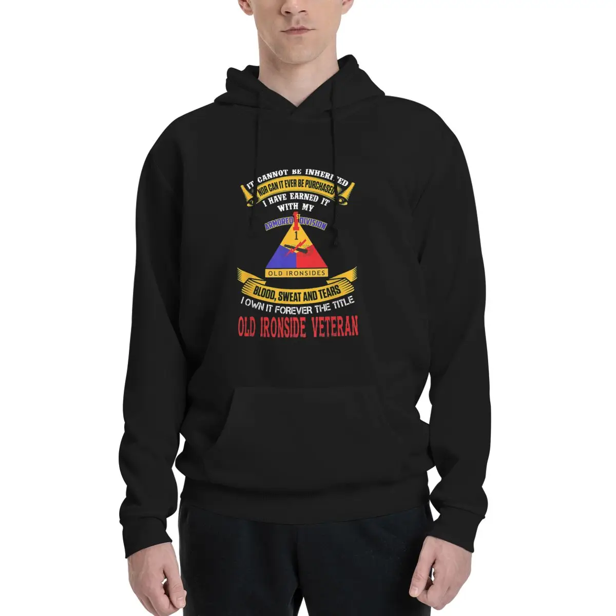 

Old Ironsides 1st Armored Division Veteran Polyester Hoodie Men's Women's Sweater Size XXS-3XL