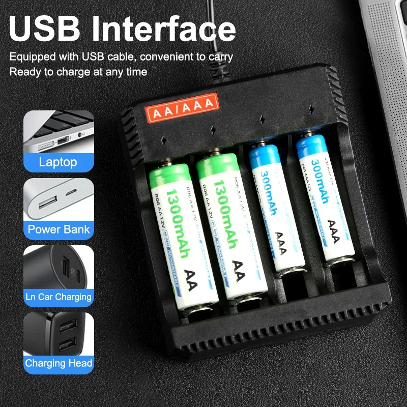 Умное зарядное устройство USB для AAA/AA аккумуляторов перезаряжаемый держатель