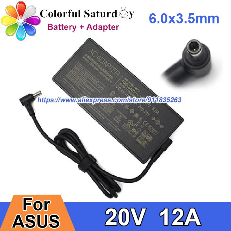 

Genuine ADP-240EB B 20V 12A 240W 6.0x3.5mm AC Adapter For ASUS ROG 15 GX550LXS RTX2080 Gaming Laptop Charger Power Supply