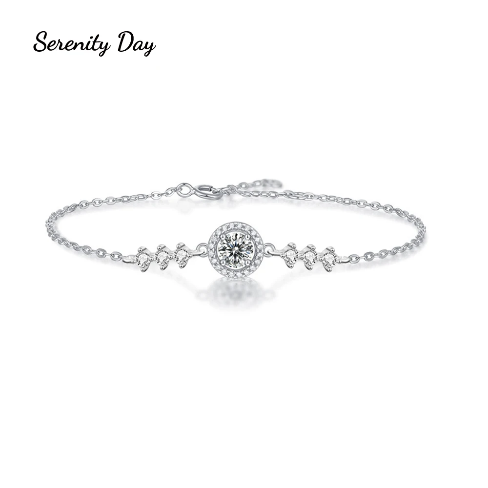 

Serenity Day 1 CT Real Moissanite Bracelet For Women Gold 18cm Girl's Star Simple Link Bracelet Friends Birthday Gifts