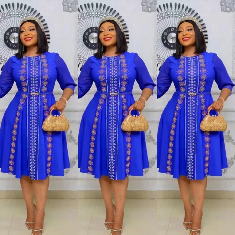 

African Dresses For Women 2022 New Fashion Spring Autumn Dashiki Africa Style Print Rich Bazin Dashiki Shirt Maix Dresses