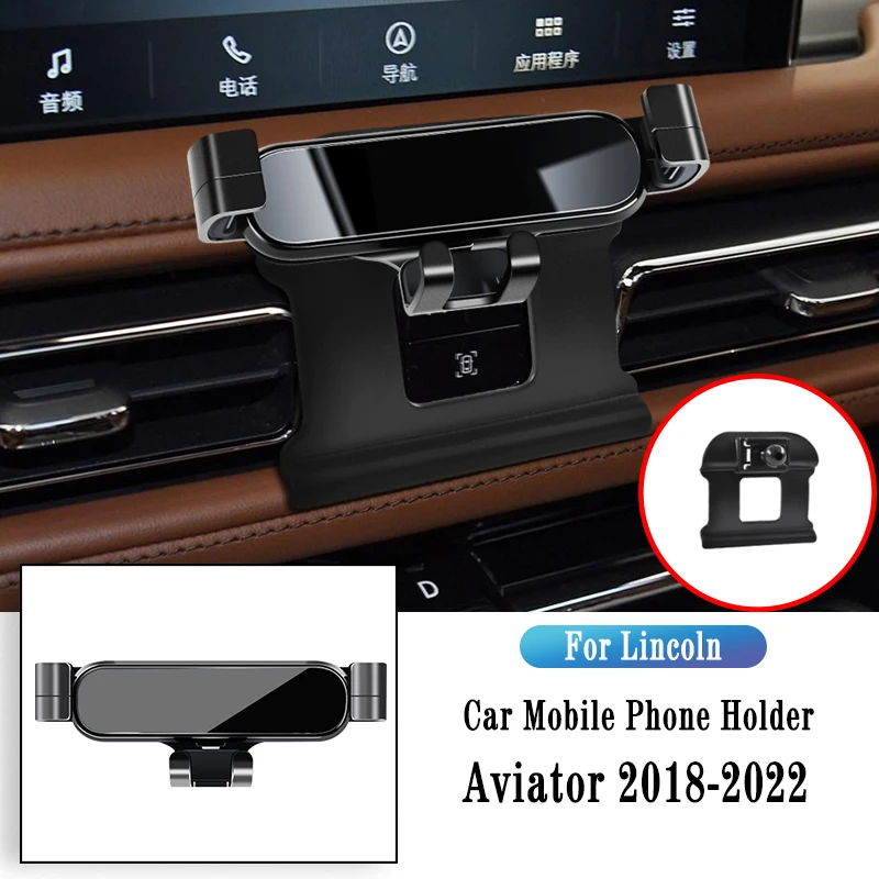 

Car Phone Holder For Lincoln Aviator 2018-2022 Gravity Navigation Bracket Stand Air Outlet Clip Rotatable Support Accessories