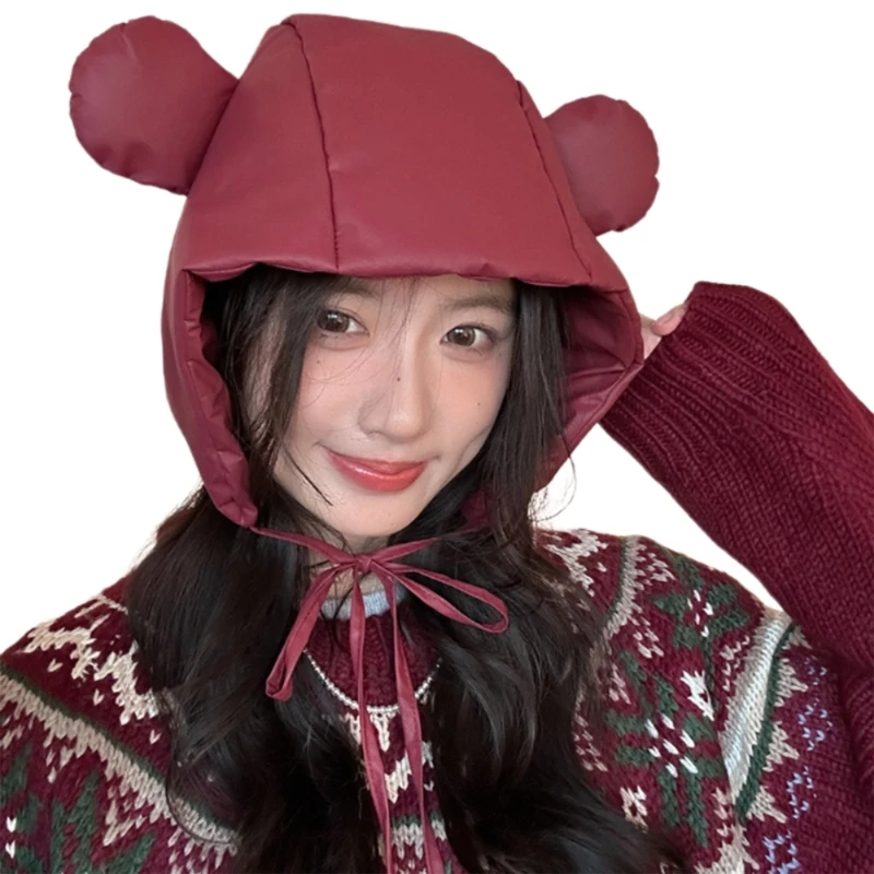 652F Толстая ветрозащитная шапка-траппер Теплый пуховик для однотонной холодной