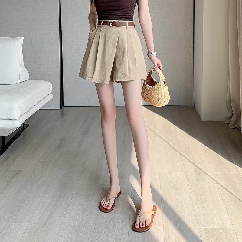 2023 Summer Fashion Cargo Shorts High Waisted Loose Wide Leg Pants A-line Casual Shorts  Black Shorts  Shorts for Women