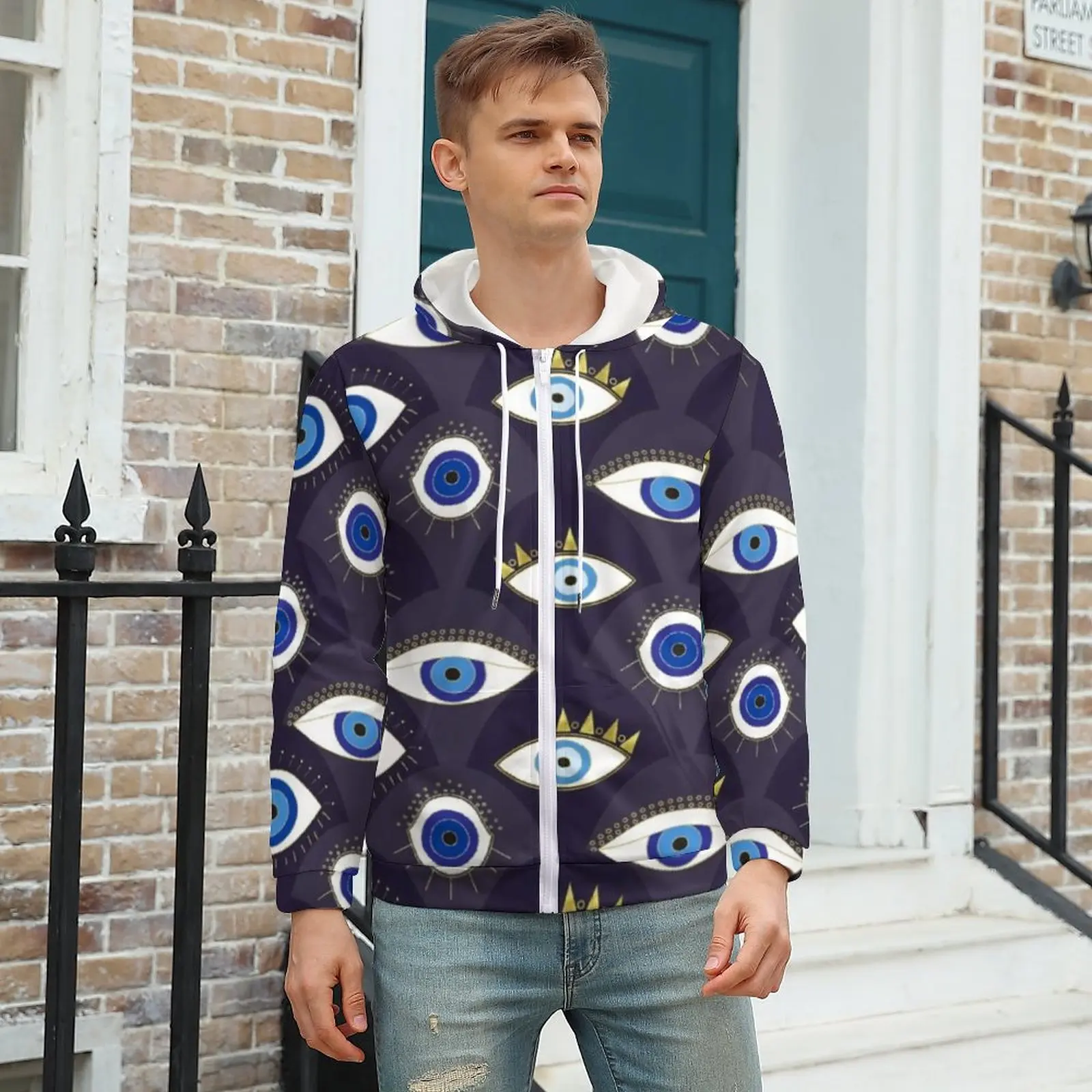 

Eyes Hoodie Various Evil Eye Mens Winter Hoodies Outdoor Zip Up Hoodie Plus Size