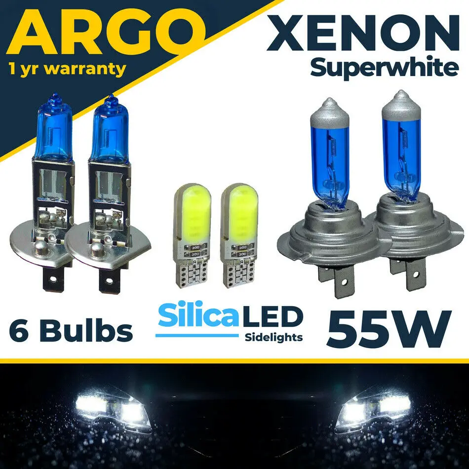 

H1 H7 55w Super White Xenon Headlight Bulbs T10 499 Upgrade 448 12v Hid Car 4 x