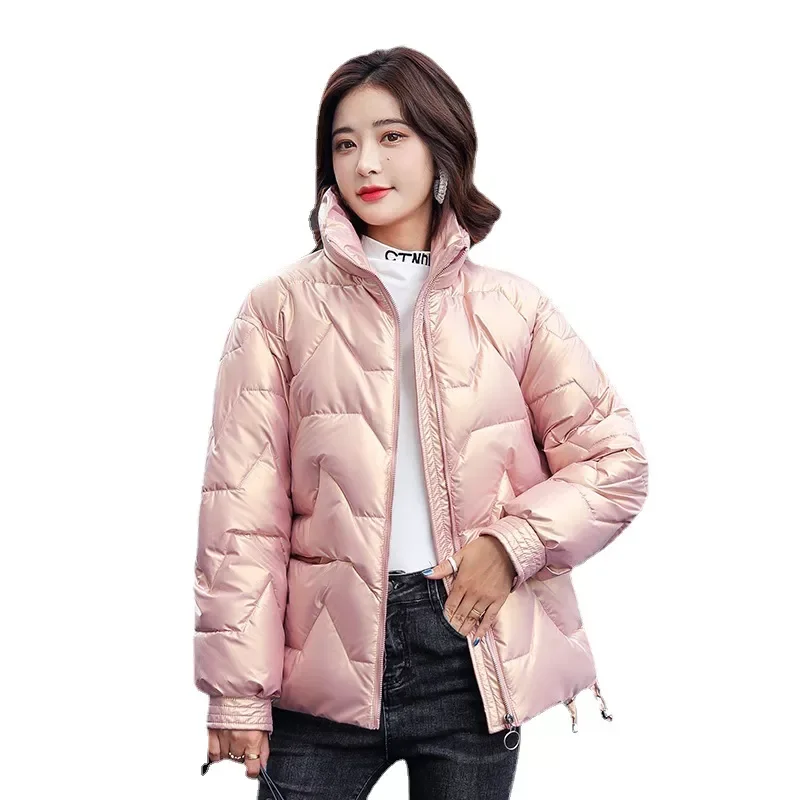 New2022 collar short bright face down jacket for women 2021 winter new small leisure short jacket 966