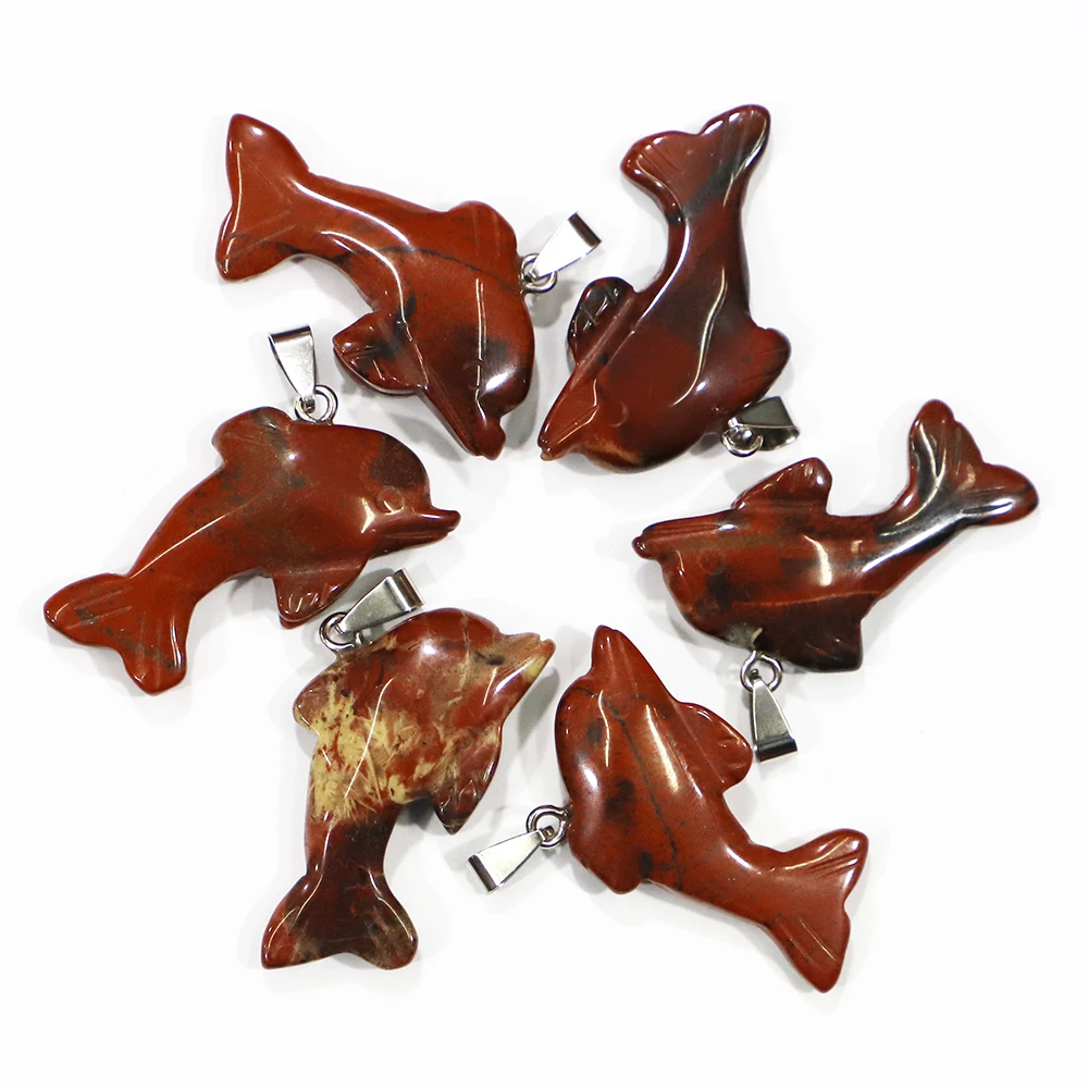 New Natural Rainbow Stone Dolphin Pendants Charms Spiritual for Necklace Jewelry Making 6pcs Wholesale Pendentif Diamant Femme