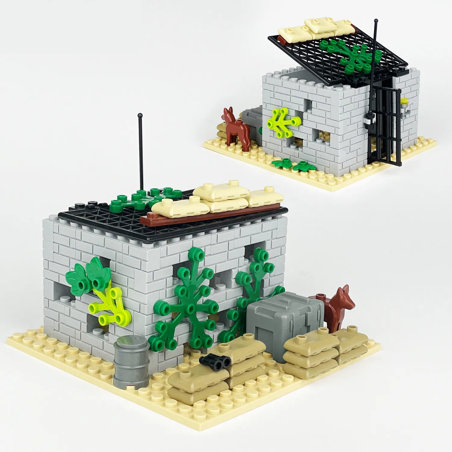 Военный радар команда пост кирпичи модель WW2 военная база сцена строительные