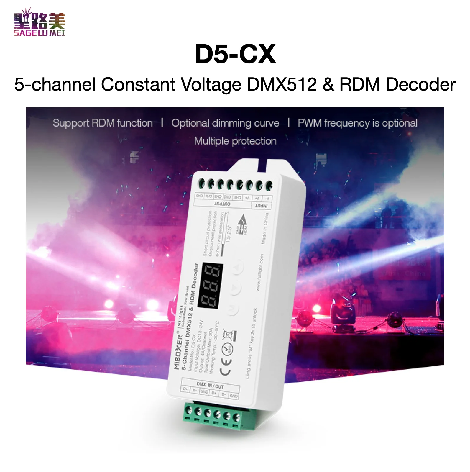 Mi-Light D1-CX 1channel D2-CX 2channel D3-CX 3channel D4-CX 4channel D5-CX 5channel Constant Voltage DMX512 & RDM Decoder images - 6