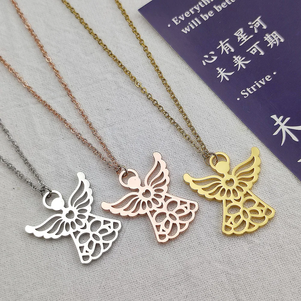 

Necklace for Women Stainless Steel Cross Chain Women Necklace Personality Angel Pendant Choker Jewelry Gift Collares Para Mujer
