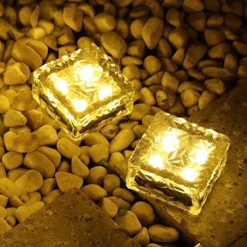 4pcs Solar Led Ice Cube Brick Lights Outdoor Waterproof Stair Step Paver Lamp For Yard Patio landscape Lawn Garden Decoration 1