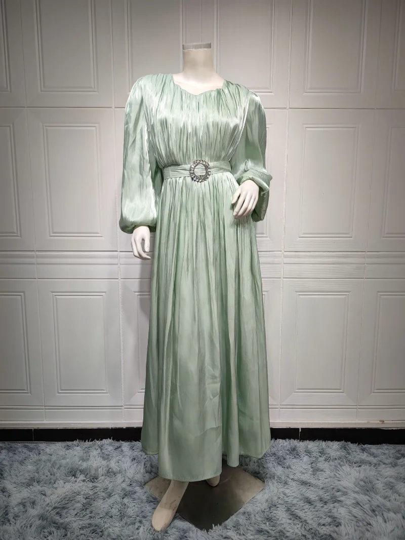 Muslim Fashion Hijab Dubai Abaya Long Dresses With Sashes Islam Clothing African Party Dresses for Women Robe Musulman Djellaba