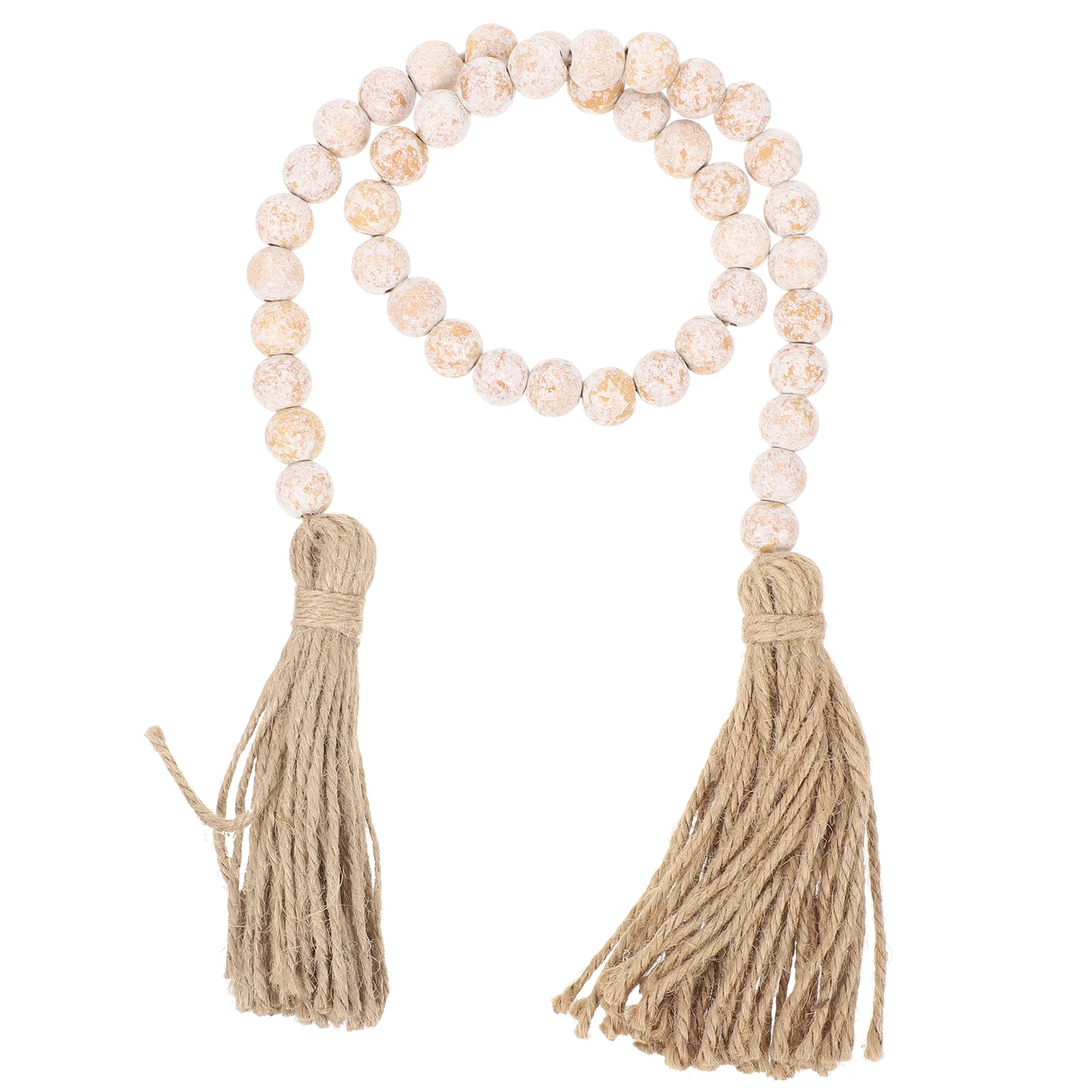 

Decorative Wood Bead Garland Rope Tassel Rustic Hanging Decor for Home