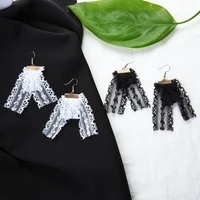 korea simple lady lace fabric fairy earrings pierced earrings