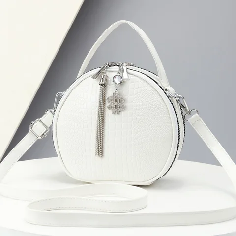 2023 популярная круглая женская сумка с кисточкой, кожаная маленькая круглая сумка, модная универсальная сумка, дизайнерская женская сумка через плечо