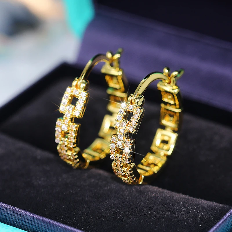 

UILZ Luxury Women Small Hoop Earrings Dazzling Micro Paved CZ Stones Versatile Female Accessories High Quality Fashion Jewelry