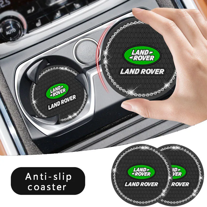 

2Pcs Silica Diamond Car Coasters for Cup Bottle Holder For Land Rover Rnage Rover Freelander Discovery Defender Evoque Car Goods