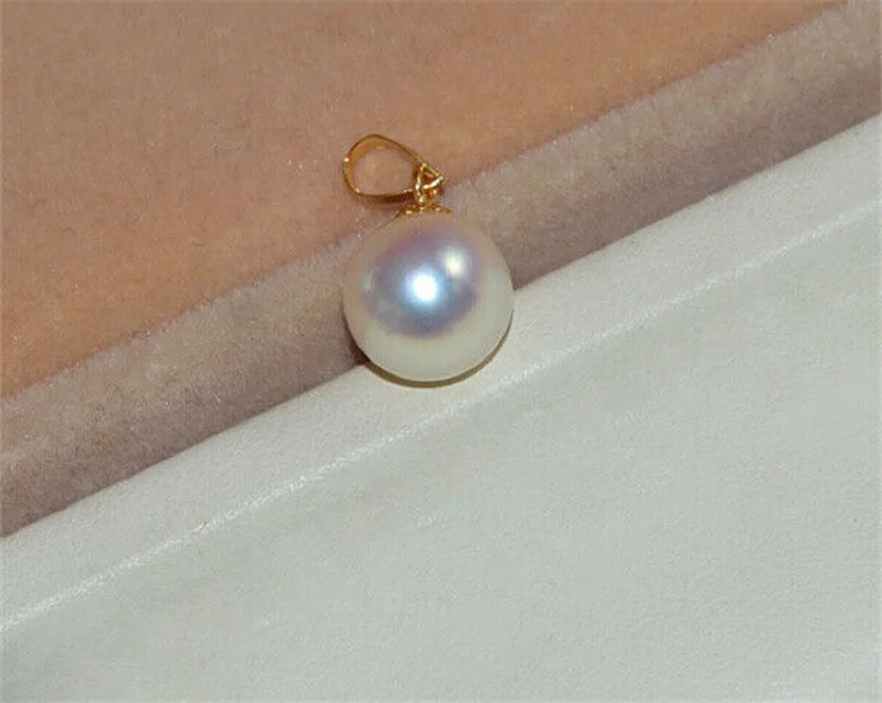 Изысканный кулон AAA + 9-8 мм природный цвет белого золота 14 к