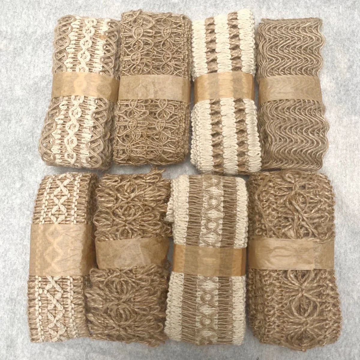 

8 шт. плетеная пеньковая веревка, прочная льняная тканевая лента, многоразовая плетеная пеньковая веревка, мягкая Рождественская подарочна...