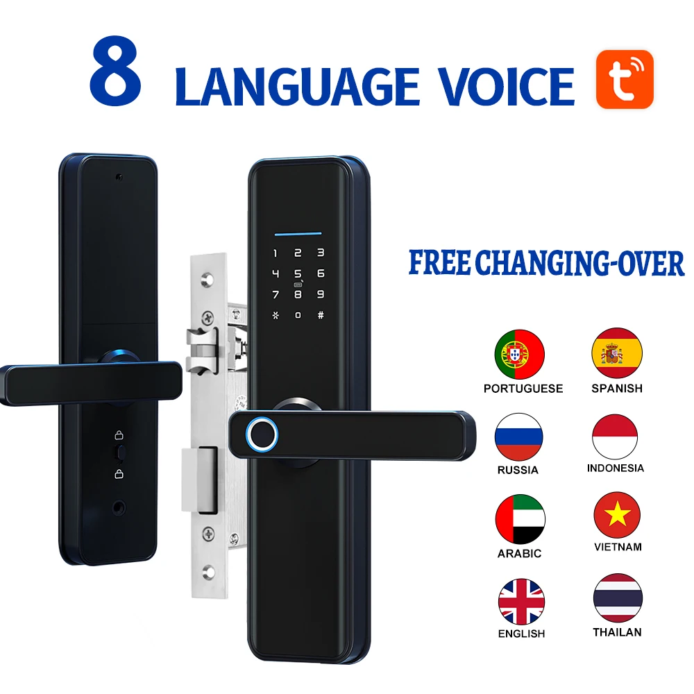 

Waterproof WIFI Tuya Keyless Digital Biometric Security Electronic Fingerprint Smart Door Lock