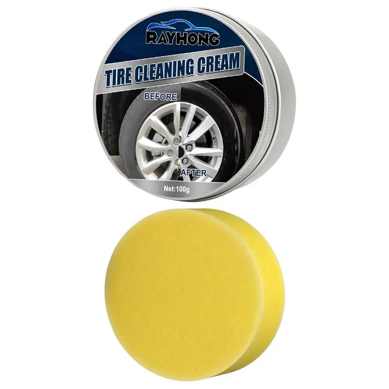 

Car Wheel Tire Cleaner Tire Dressing Cleaning Paste With Sponge Cleaning Tools For Tires Wheels Rubber Tire Shine For Cars