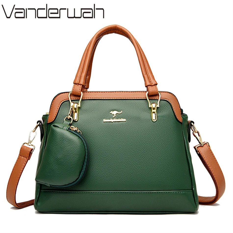 

2022 Brand Women Casual Tote with Mini Wallet High Quality Soft Leather Handbags and Purses Luxury Design Shoulder Messenger Sac