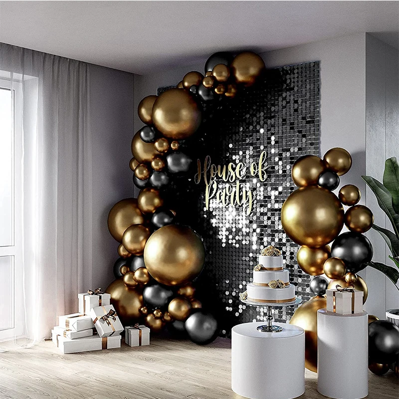 

Black Gold Balloon Garland Arch Kit With Confetti Latex Ballons Set Graduation Happy Birthday Party Decoration Kids Baby Shower