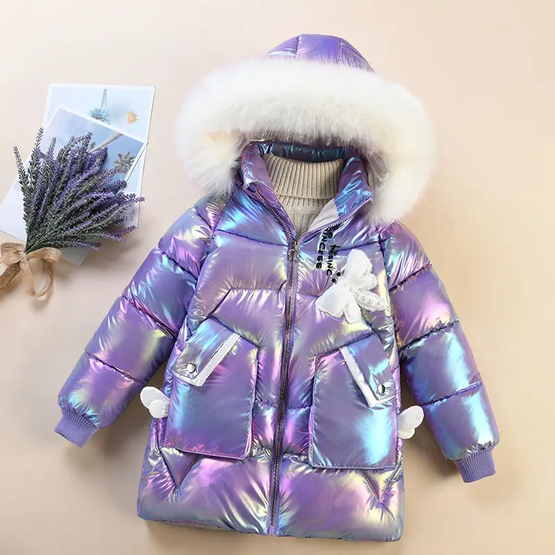 

Girls Winter Jacket Kids Winter Coat Warm Hooded Outerwear Children's Cotton Padded Coat Plush Thick Parka for Russia-30degrees
