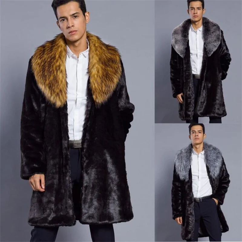 Black grey autumn faux mink leather jacket mens winter thicken warm fur leather coat men slim jackets jaqueta de couro fashioro
