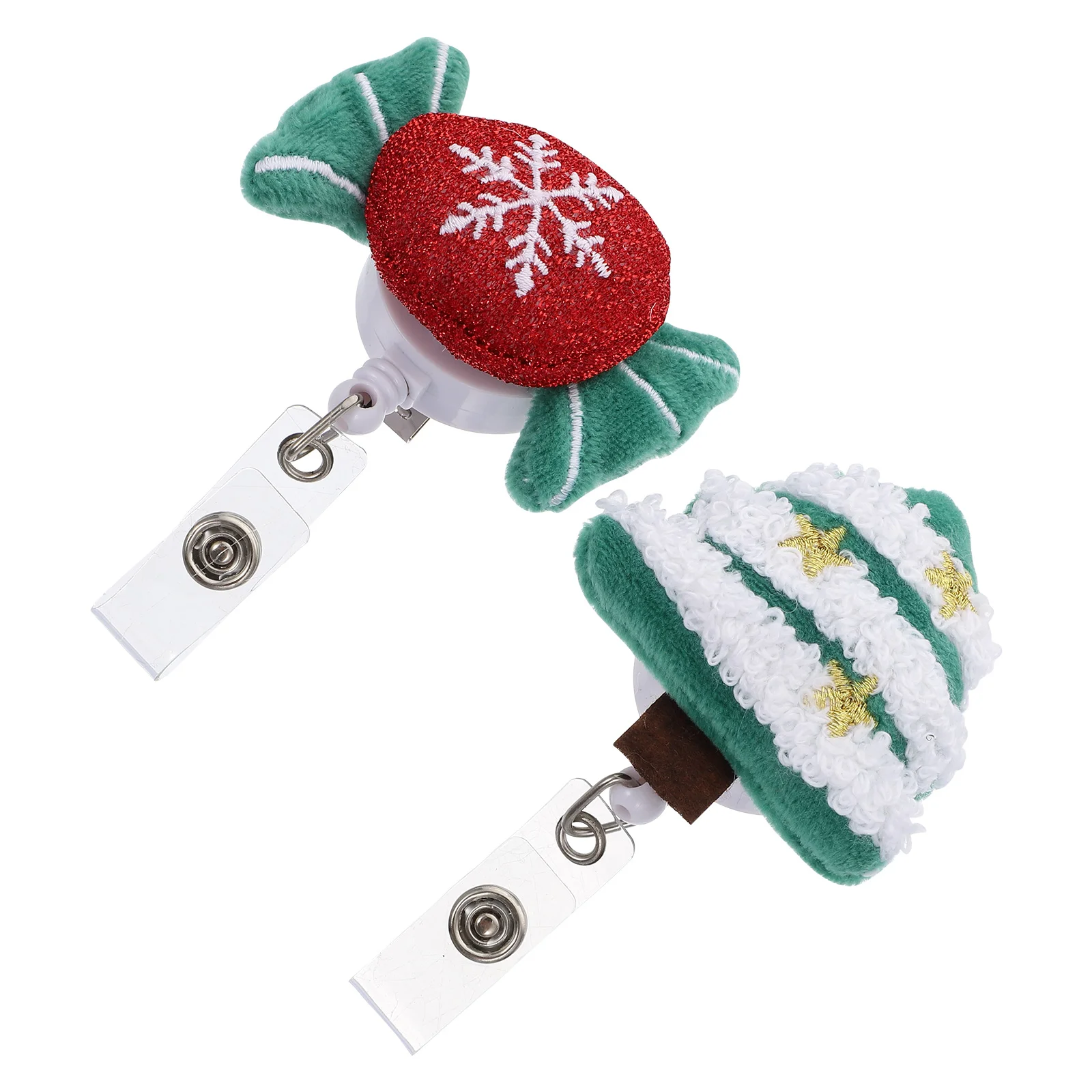

2Pcs Festive Convenient Multipurpose Retractable Badge Clips Christmas Badge Holders