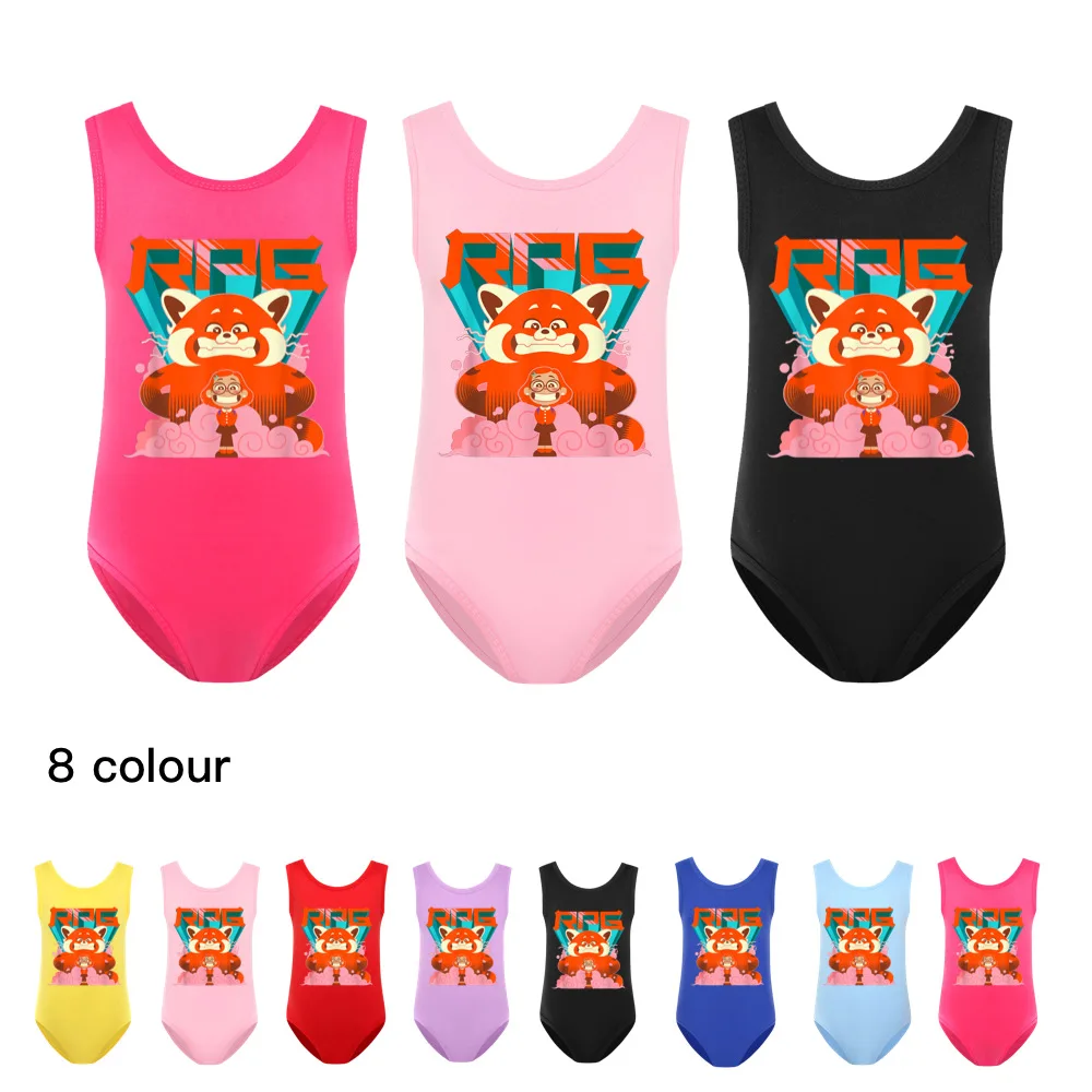 

2-14Y Summer Red Panda Meilin Clothes Girls Swimsuit Kids One Piece Swimwear Cartoon Sport Beach Wear Children's Bathing Suit