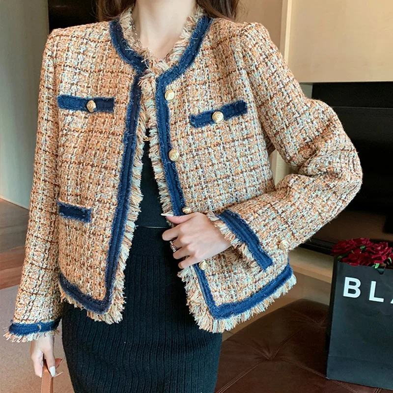 

Runway Fall Winter High End Brand Causal Tweed Jackets Women's Clothes Small Fragrant Vintage Luxury Outwear Casaco