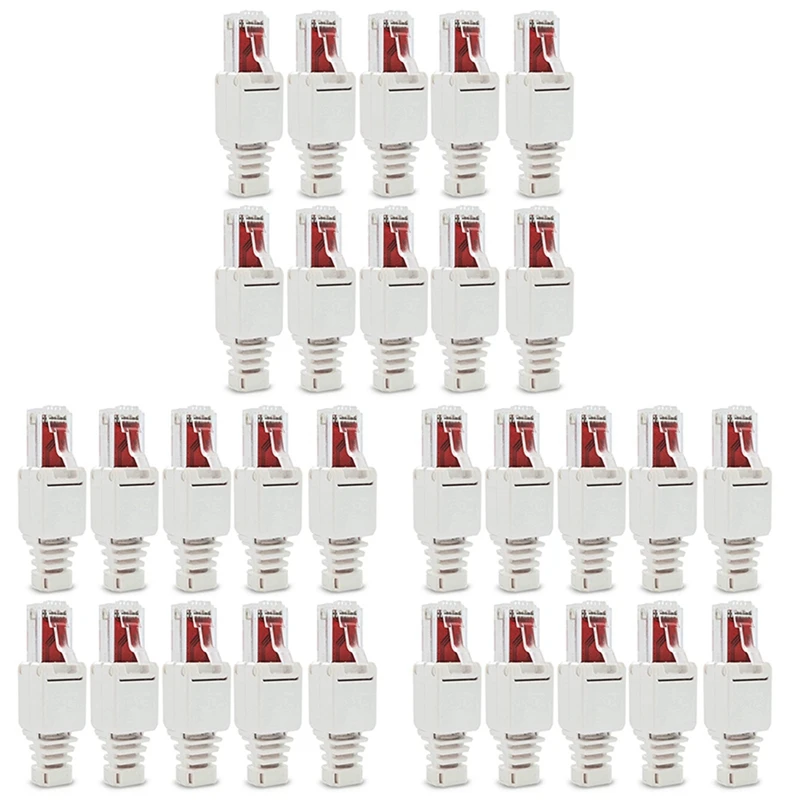 

Hot-30 X Network Connectors Tool-Free RJ45 CAT6 LAN UTP Cable Plug Without Tools Cat5 Cat7 Installation Cable Patch Cable