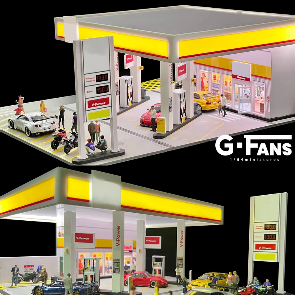 Фото GFans, новинка 1:64, диорама, модель автомобиля, гаража, парковка для демонстрации подарков, коллекция сцен, дисплей, сборка автомобиля, сцены, игрушка №5