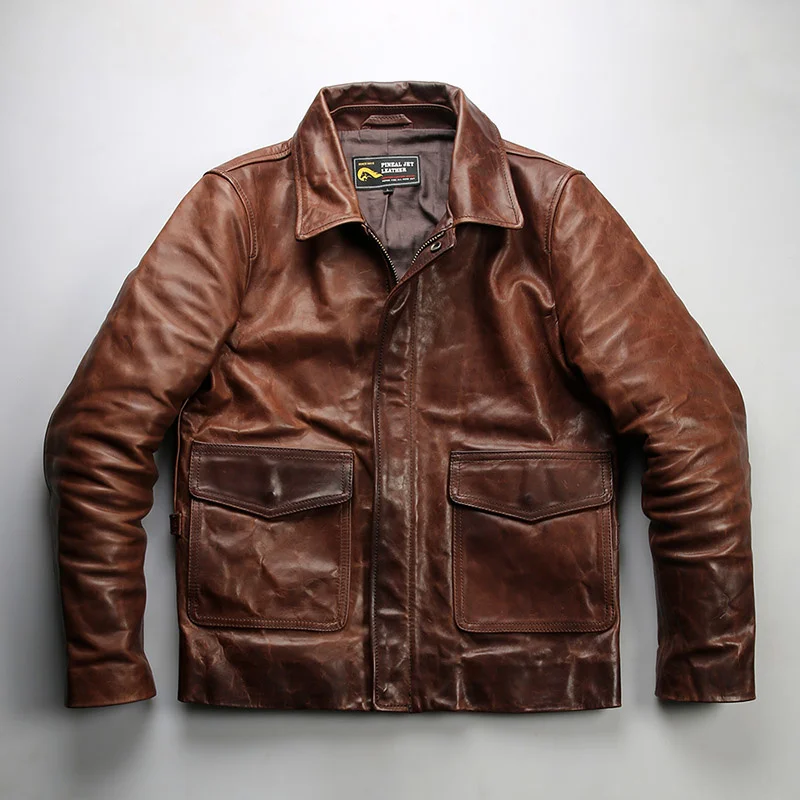 

P800-DB RockCanRoll Super Quality Coat Genuine Cow Leather Cowhide Stylish Durable Vintage Jacket