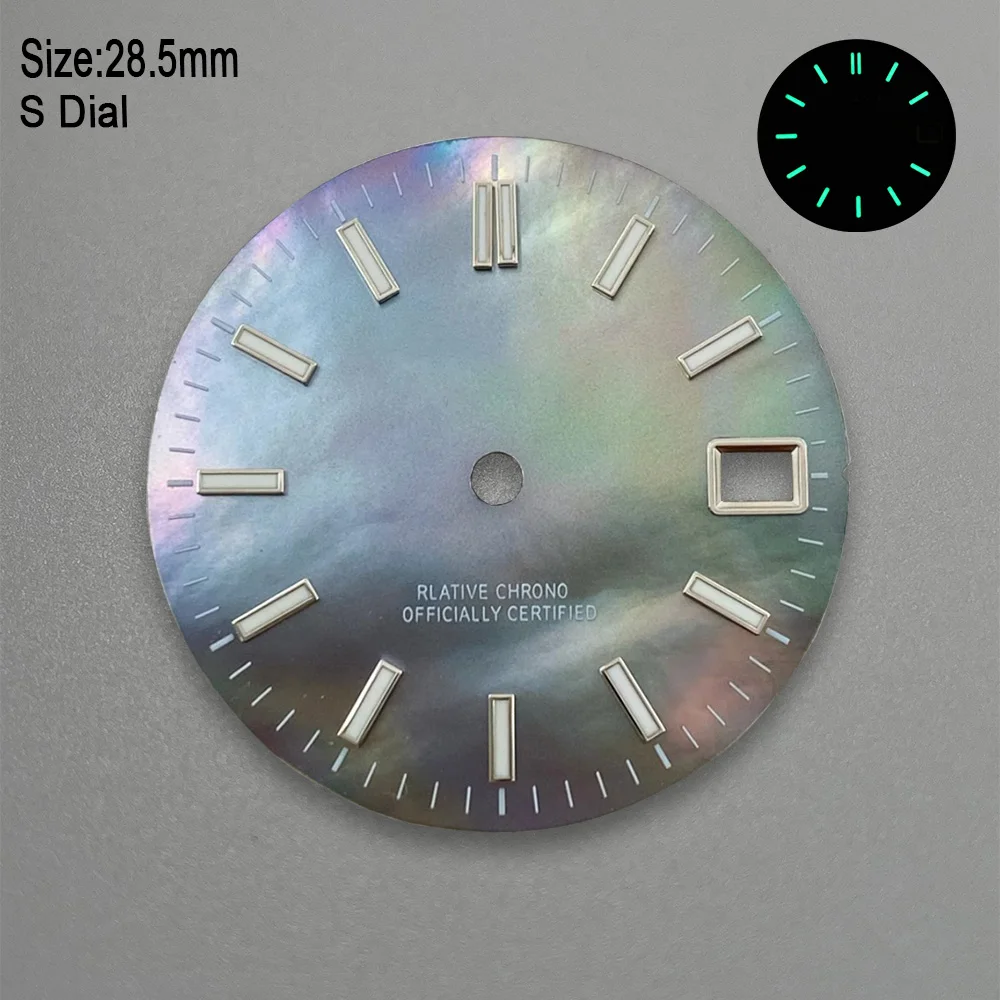Фото 28,5 мм S логотип NH35 циферблат Logs Mother Pearl Dial подходит для механизма NH36 зеленый светящийся модификация часов аксессуары инструменты для ремонта №4