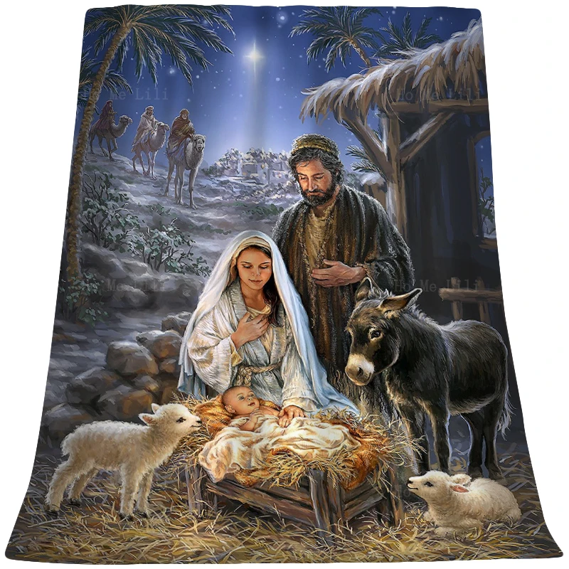 

Sagrada Familia De Nazaret Virgin Mary Church Family Nativity And The Coming Of Three Wise Men Flannel Blanket By Ho Me Lili