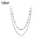 Женское Двухслойное ожерелье-чокер Lokaer, модное ожерелье из нержавеющей стали в богемном стиле, модель N21298