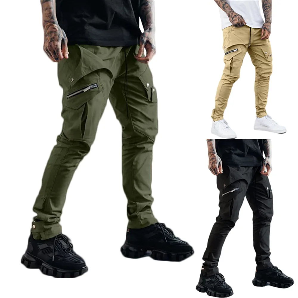 

Брюки-карго мужские повседневные, свободные плетеные штаны, много карманов, модные штаны, Осень-зима