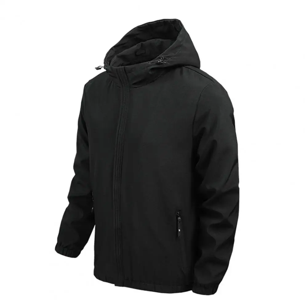 

Легкая мужская ветровка, повседневный Тренч с капюшоном, стильная ветровка с застежкой-молнией и эластичными манжетами, уличная одежда