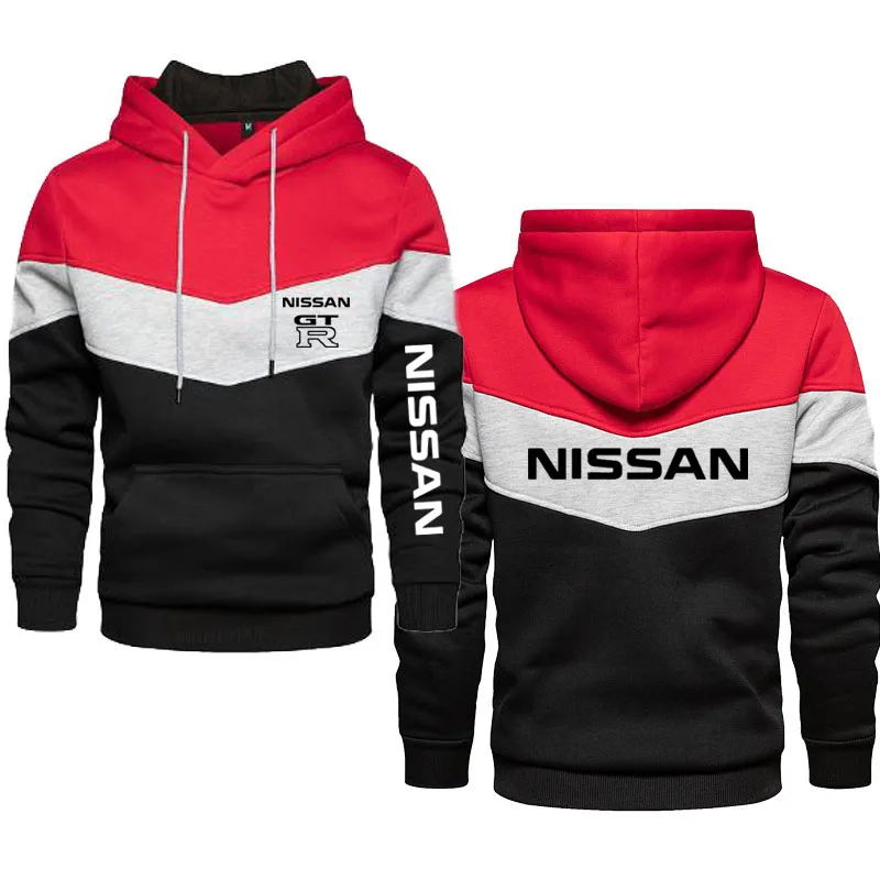 

2022 NEW Autumn Winter Thick High-end Brand Hoodie Men's GTR car logo Printed Patchwork Hip-hop Street men's hooded sweatshirt