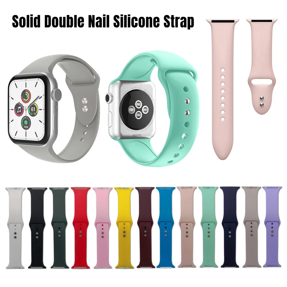 

Silicone Strap For Apple Watch 45mm 44mm 42mm 41mm 40mm 38mm Smart Watch Slim Bracelet Watchband Soft Replacements Wrist Strap