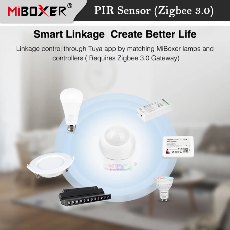 Zigbee 3.0 PIR Sensor linkage control through tuya app by matching Miboxer LED lamps and controllers(Requires Zigbee3.0 Gateway)